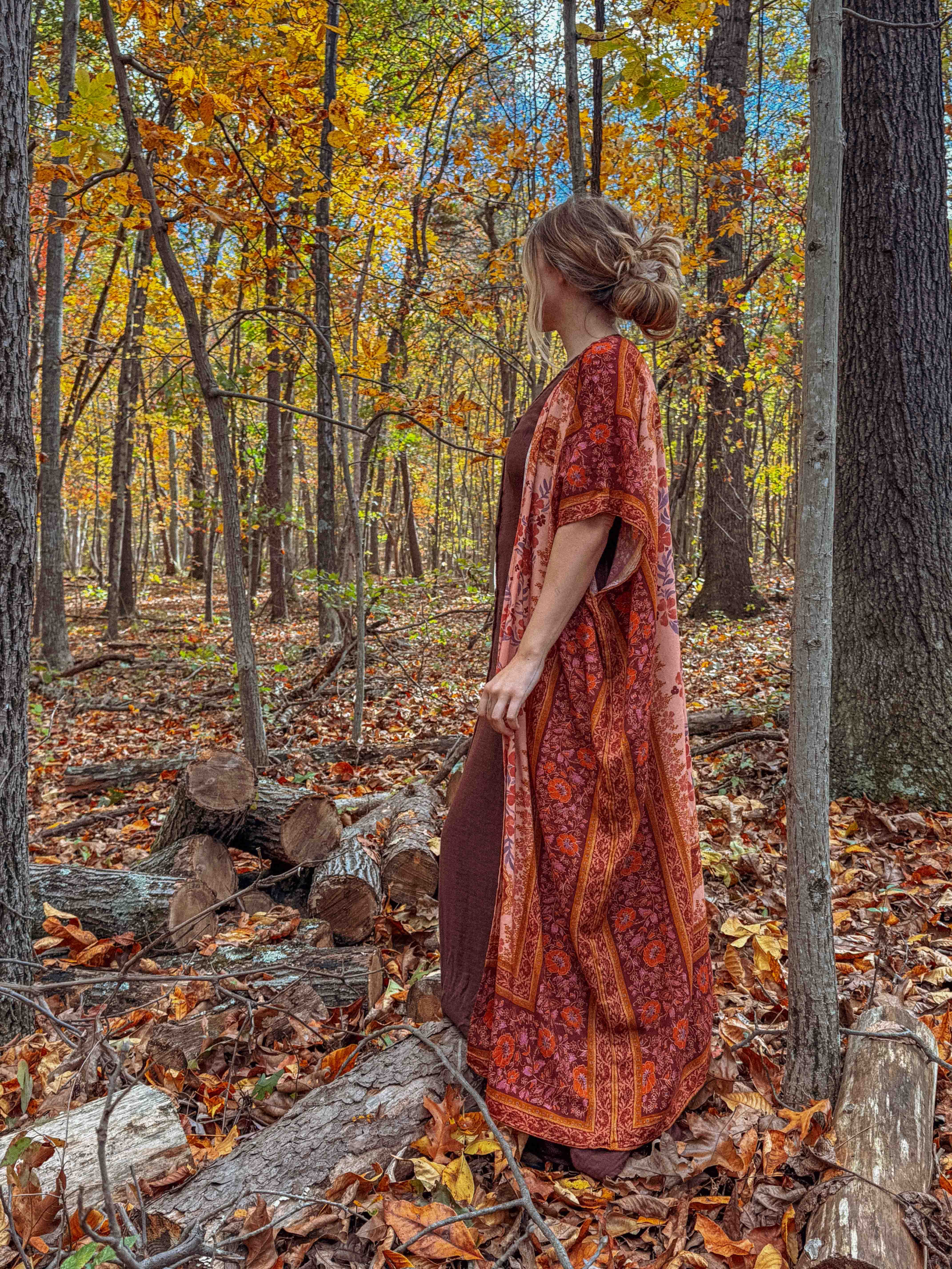 Gardenbelle Shop - Wholesale Kimono - Women's - Fall Printed Long Duster Kimono, Floral Long Open Kimono6