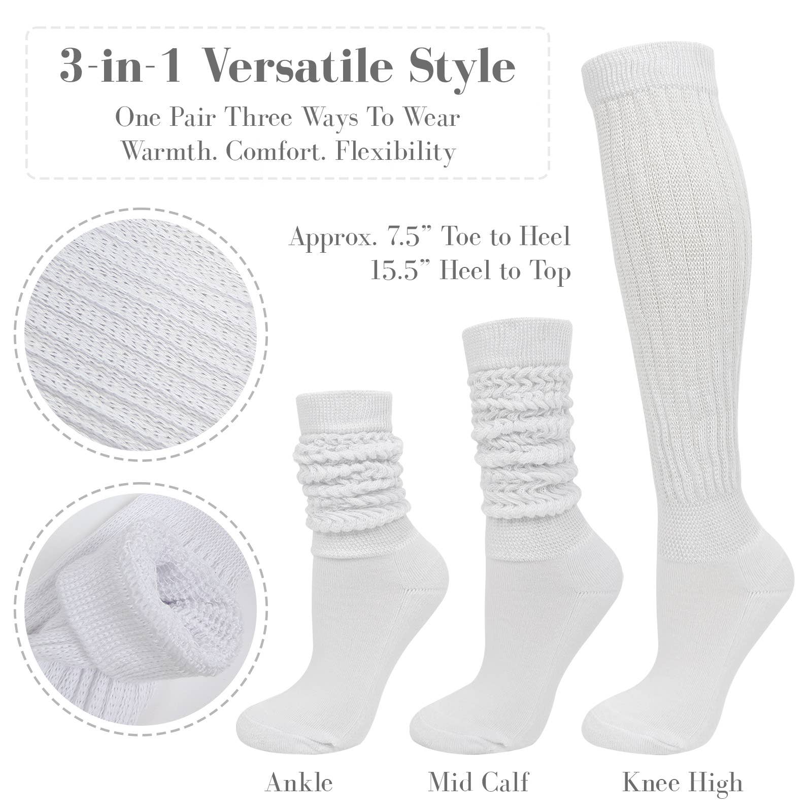 Wrapables.com - Wholesale Socks - Women's - Wrapables Slouchy Scrunch Socks for Women (3 Pair)1