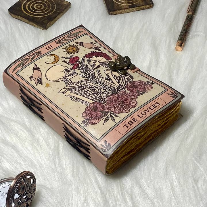 R K Handicrafts and Exporters - Wholesale Journal/Diary - Leather Journal Vintage Notebook with The Lover Print Â