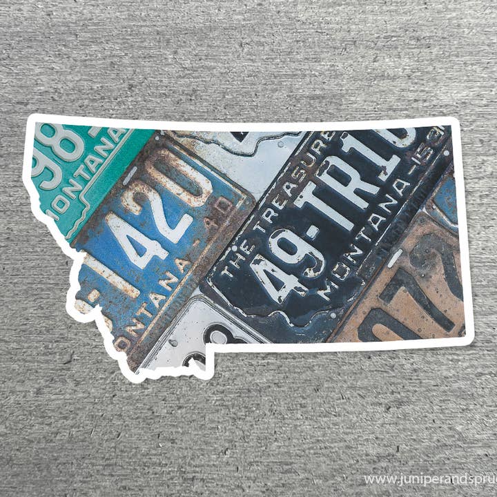 Montana Waterproof Vinyl Sticker Vintage License Plates for wholesale by Juniper & Spruce