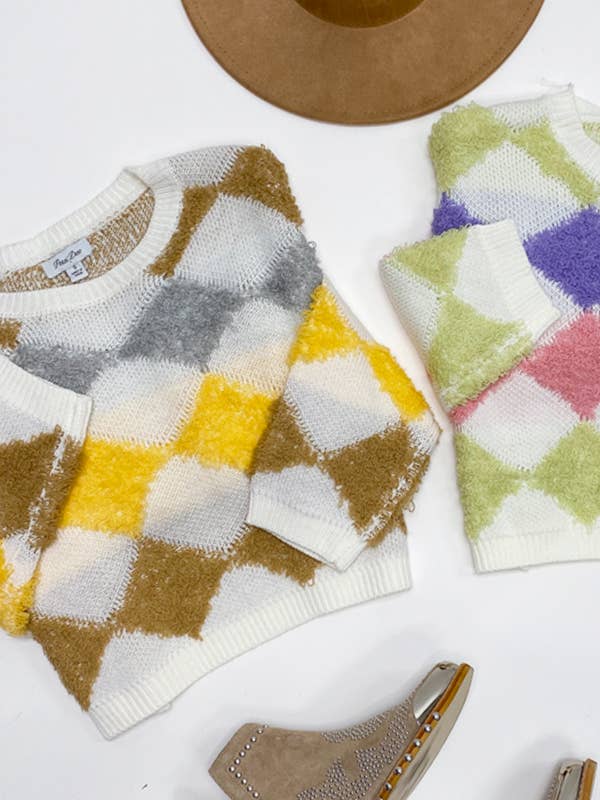 Petal Dew – wholesale Knitted jumper – Women′s – FUZY SWEATER DIAMOND PETTERNED - P0009312