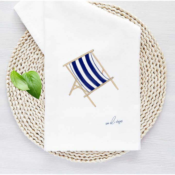Deck Chair Flour Sack Tea Towel, Kitchen Decor for wholesale by Bebe Blu Designs, LLC
