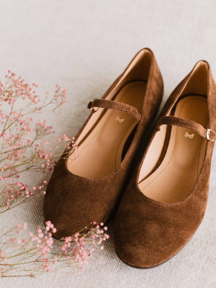 Damenleder-Ballerinas - Mary-Jane - Zigarrenbraun 34-42 für den Großhandel von MIUMMASH DAMIAN TOMZIK