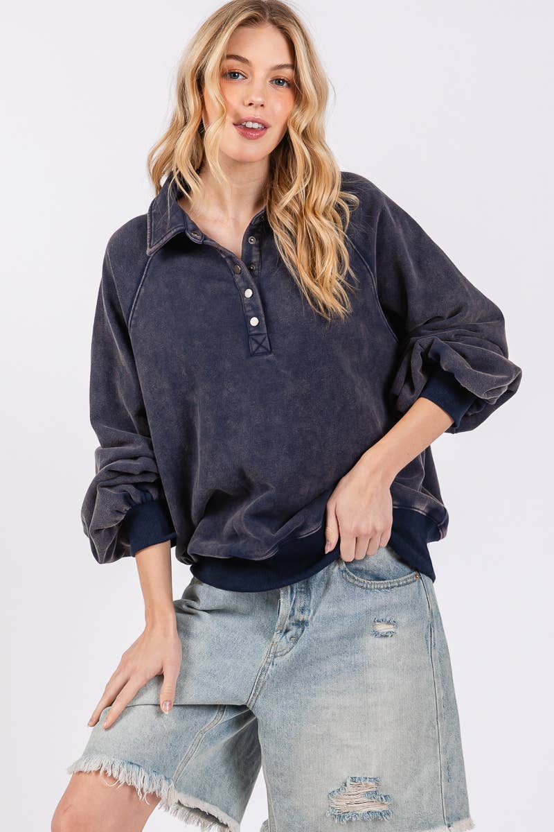 Sewn and Seen - Venta al por mayor Sudadera - Mujer - SUDADERA CON CUELLO A PRESIÓN CON LAVADO MINERAL16