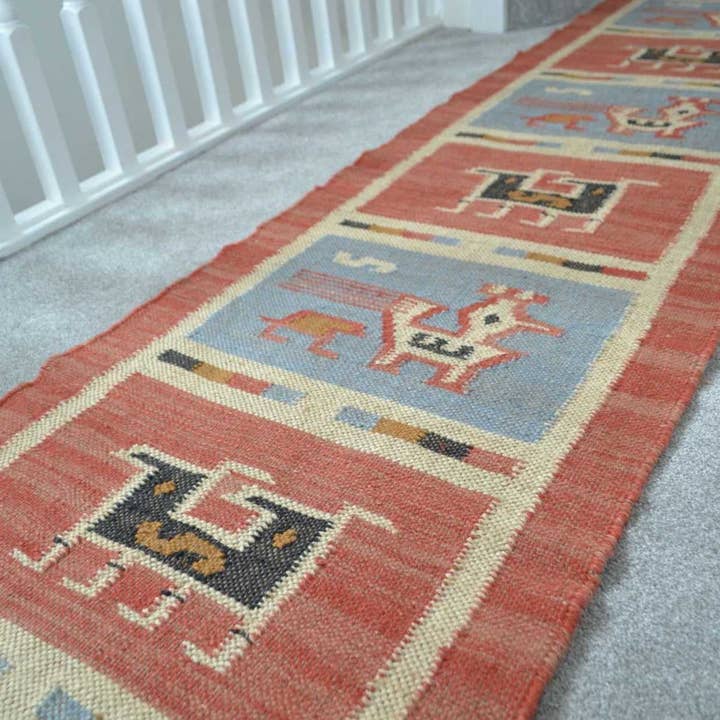 Designs Emporium - Wholesale Area Rug - Kilim Rug Birds Wool Jute Indian Handmade 2x3' 2x6' 2x9' 5x8'2