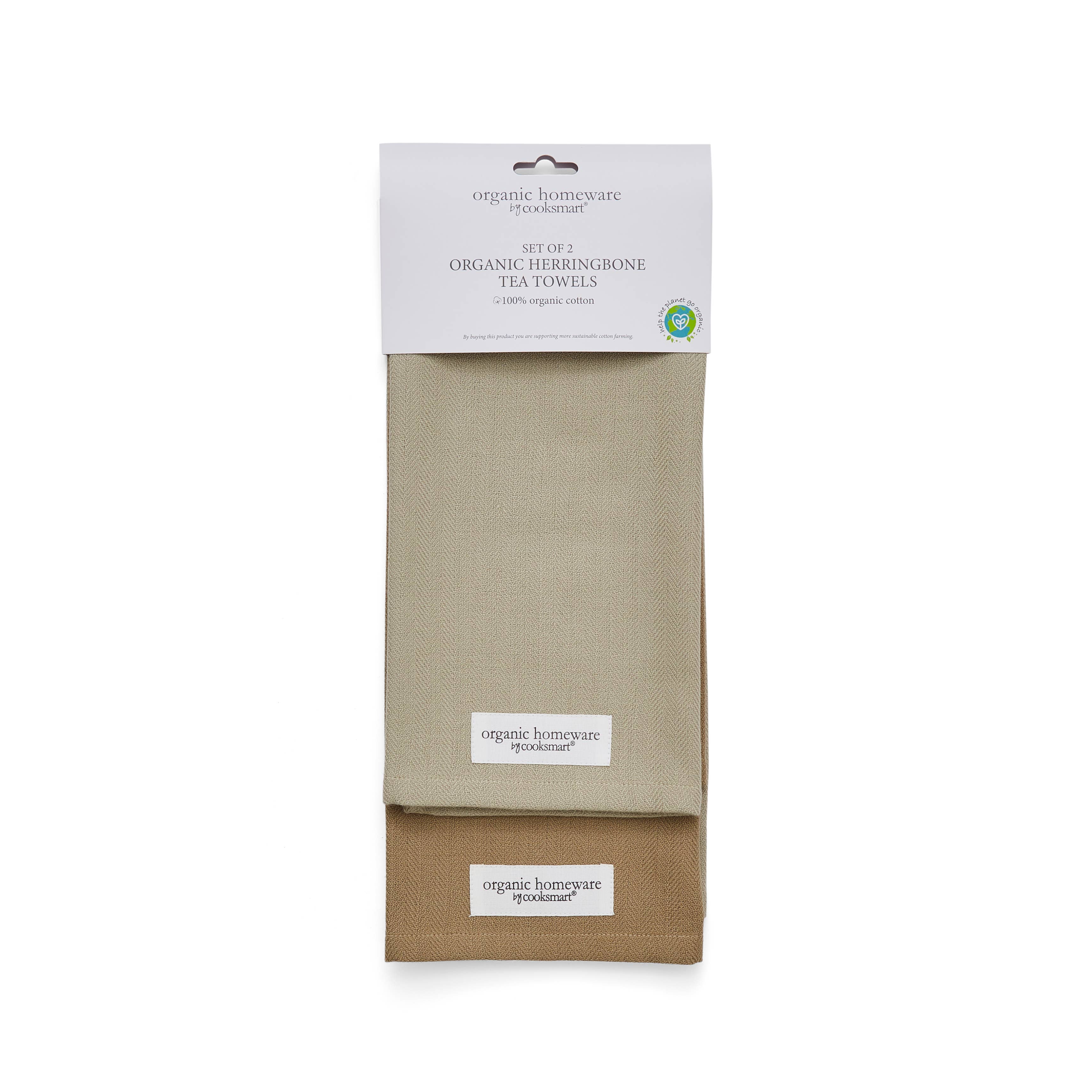 2 Pack Organic Herringbone Tea Towels - Sage for wholesale on Faire0
