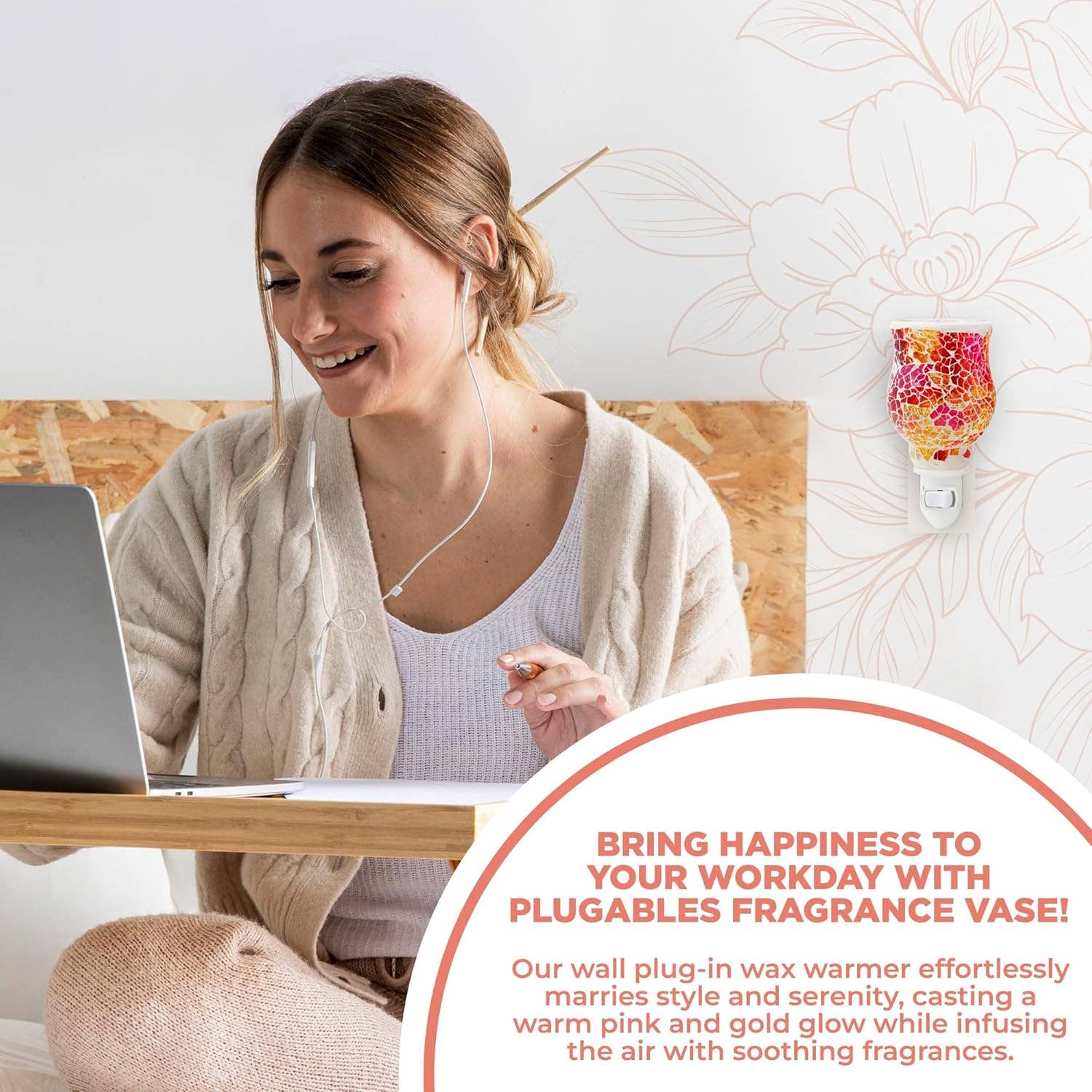 Belle Aroma® - Wholesale Wax Warmer - Plugables® Fragrance Vase - Pink/Gold Mosaic Wax Warmer4