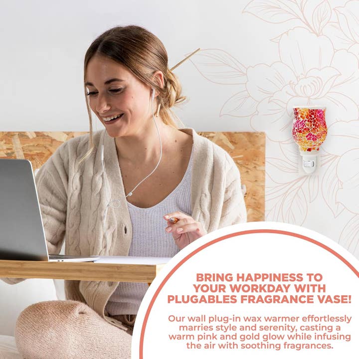 Belle Aroma® - Wholesale Wax Warmer - Plugables® Fragrance Vase - Pink/Gold Mosaic Wax Warmer4
