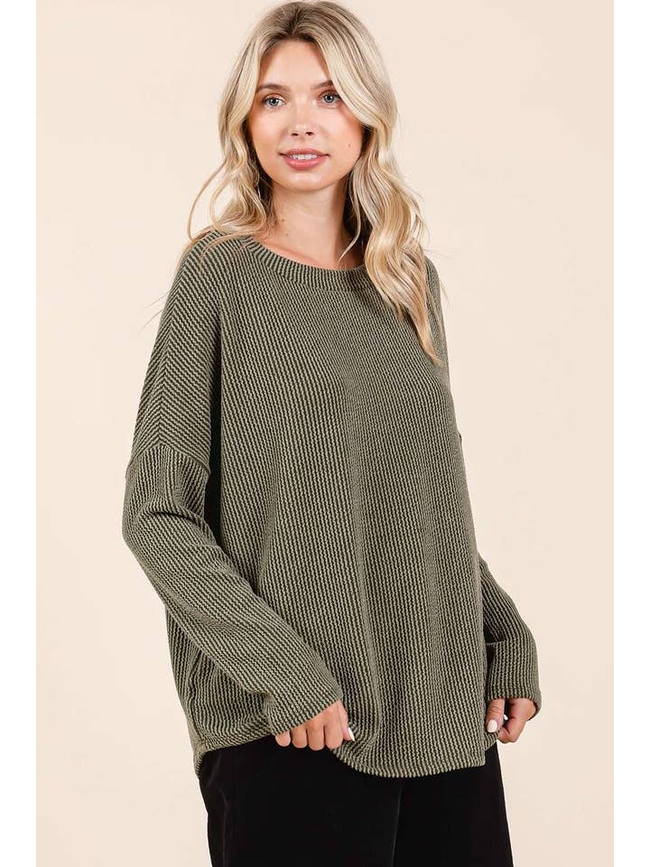 mittoshop - Wholesale Tunic - Women's - URBAN RIB KNIT LONG SLEEVE RELAXED FIT TOP14