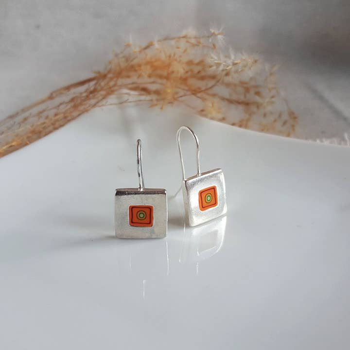 PASTACUITA – Engroshandel Hængeøreringe og creoløreringe – „Millefiori“ firkantede krog øreringe. klassisk og grundlæggende8