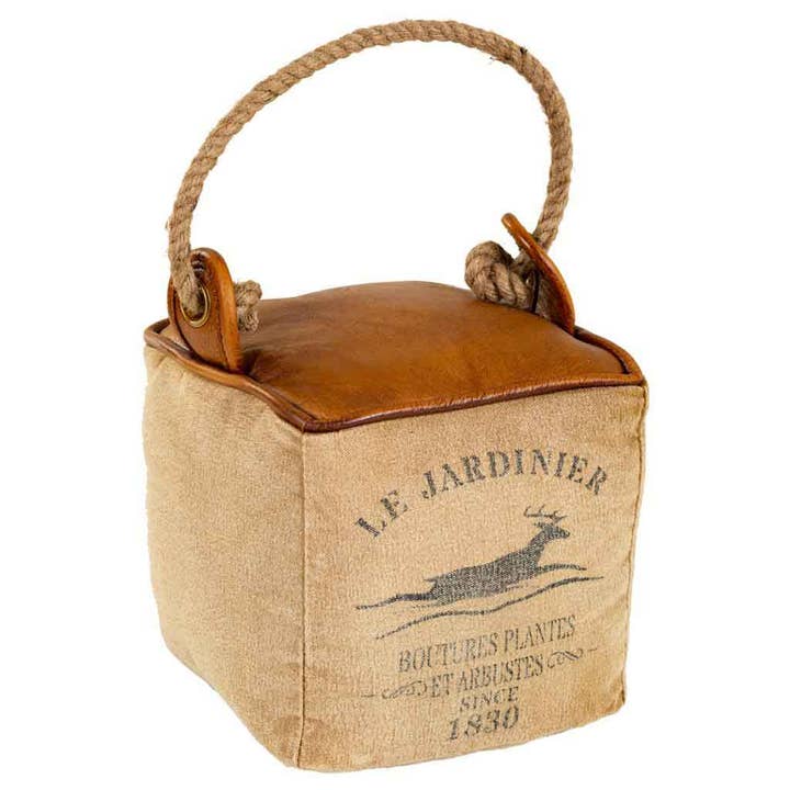 Læder og reb dørstop 20x20x20h cm for engroshandel hos Creaciones Meng