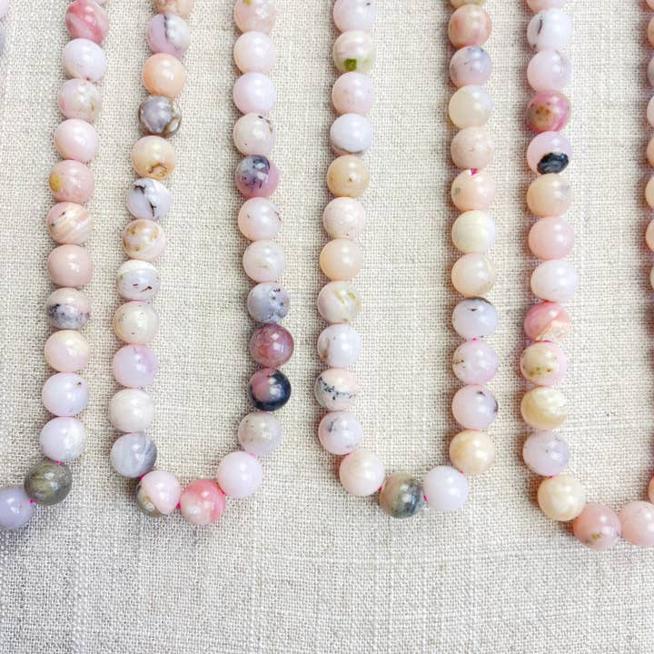 Pink Opal Beaded Necklace for wholesale by Ewelina Pas Jewelry