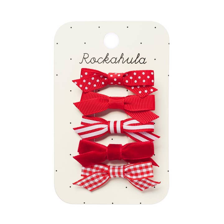 School Bow Clip Set Red for wholesale by Rockahula Kids