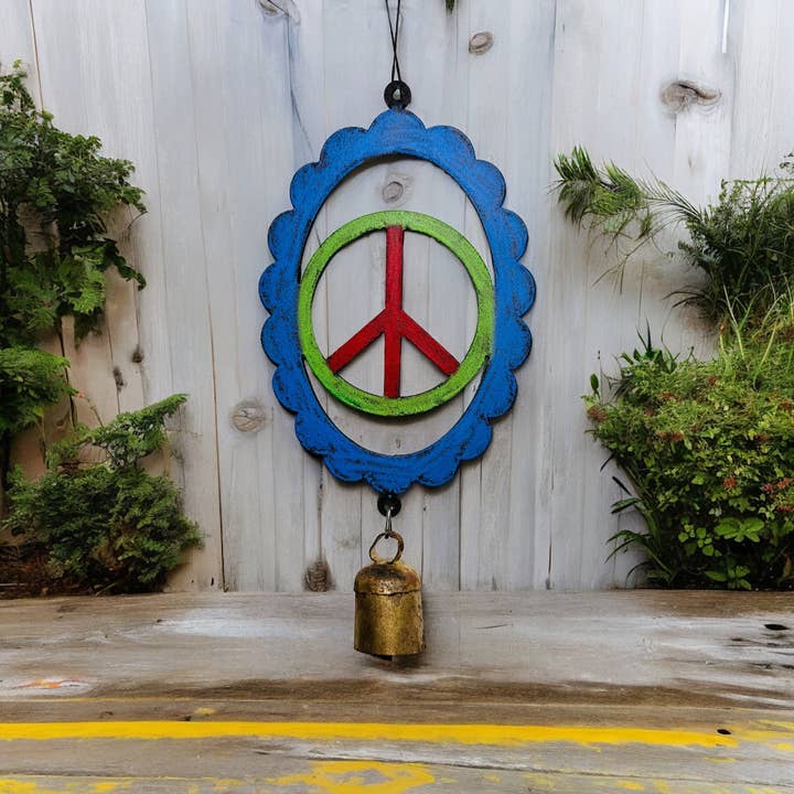 PEACE Sign wind chime eco conscious sustainable garden cute for wholesale by Whimsies
