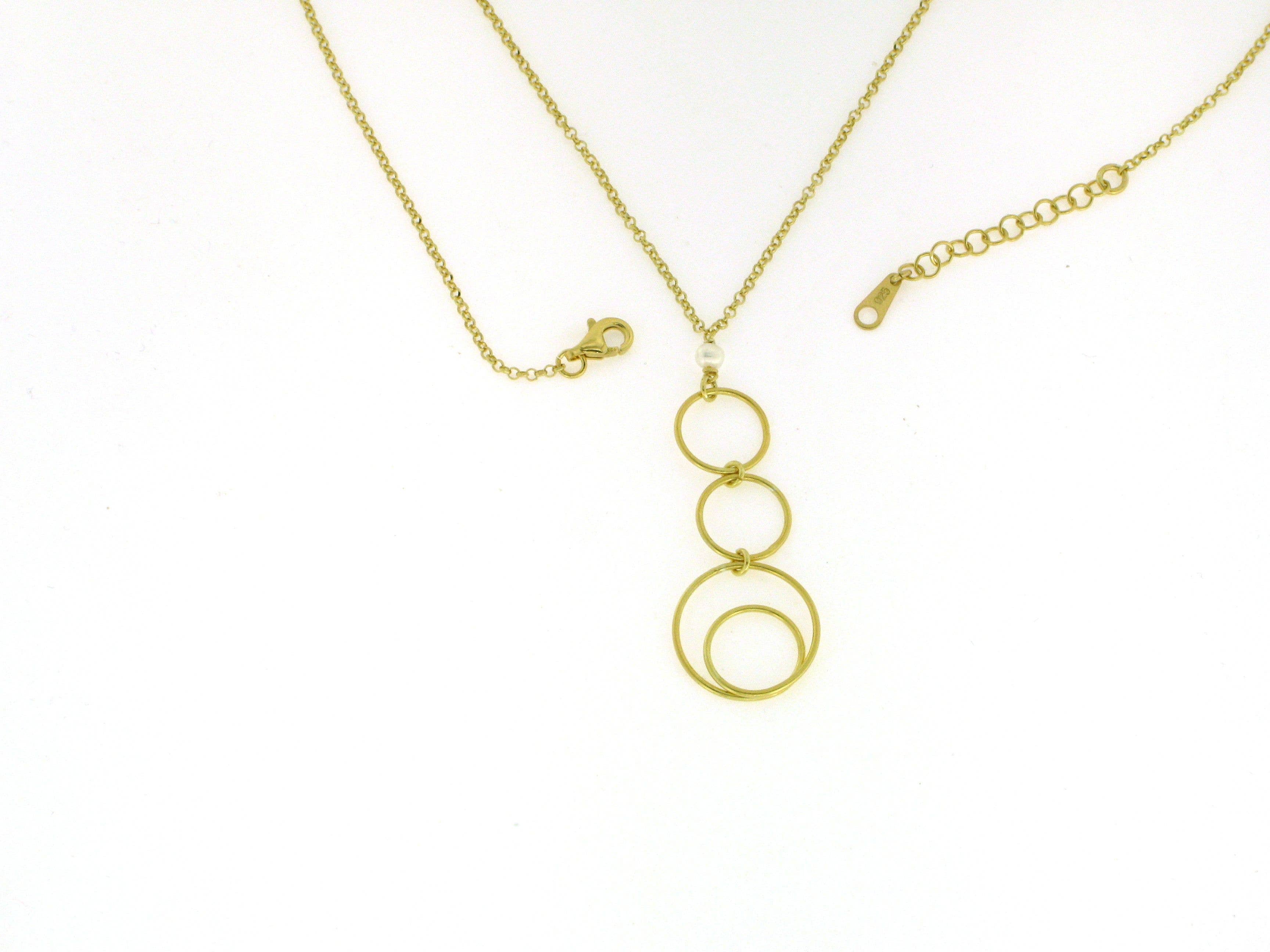 Yneda Jewels - Wholesale Pendant/Charm Necklace - Sterling silver necklace with pearl and circle design.7