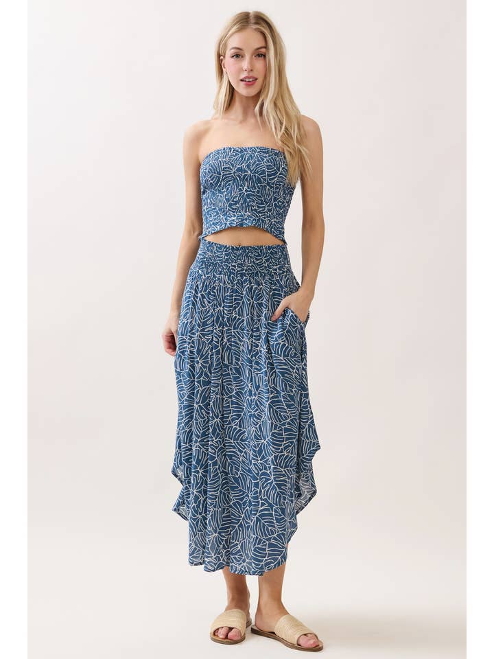 JUPE LONGUE FLUIDE AVEC TAILLE SMOCKÉE - VNS16762S4 pour la vente par Final Touch