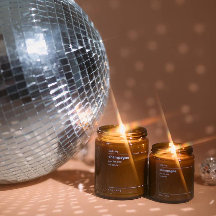 gold + ivy - Wholesale Jar/Filled Candle - champagne soy candle - strawberry vanilla