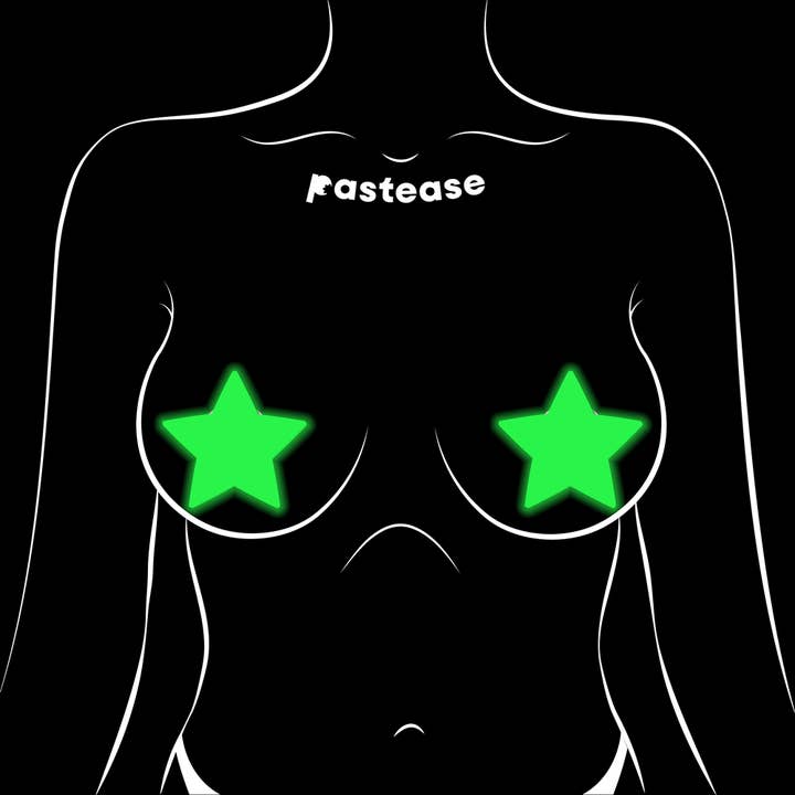 Pastease® - Wholesale Nipple Pasties - Women's - Star: Glow-in-the-Dark Neon Star Pasties Nipple Covers12