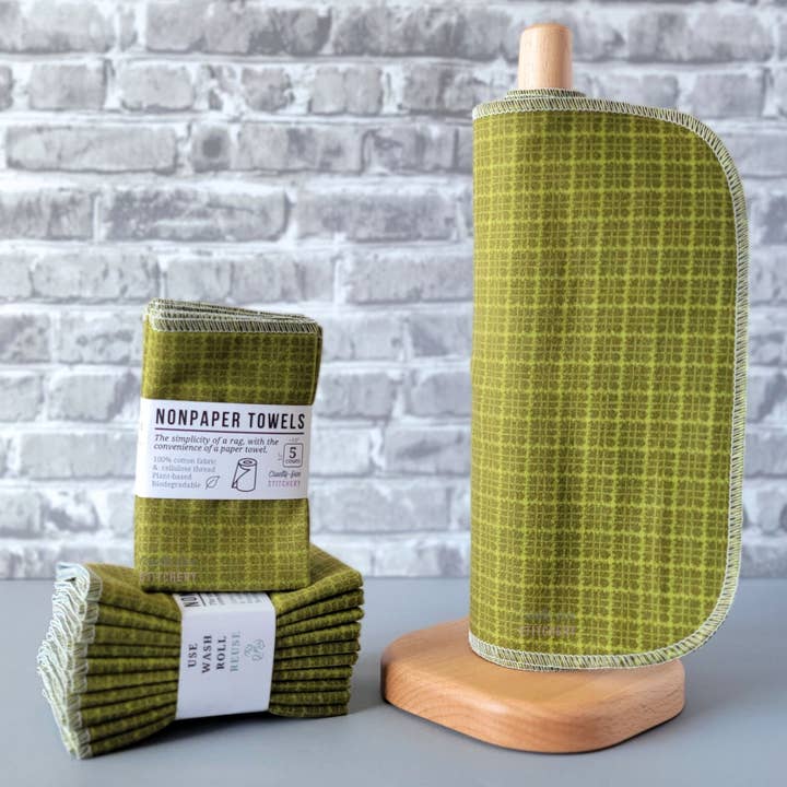 NonPaper Towels - Green Kitchen Plaid for wholesale by Cruelty-Free Stitchery