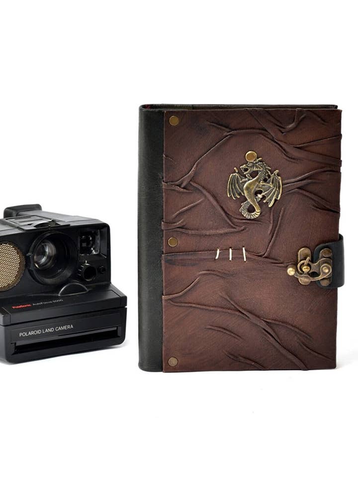 Dragon Design Leather Notebook Journal Diary Unlined Pages for wholesale by ML Marcaleather