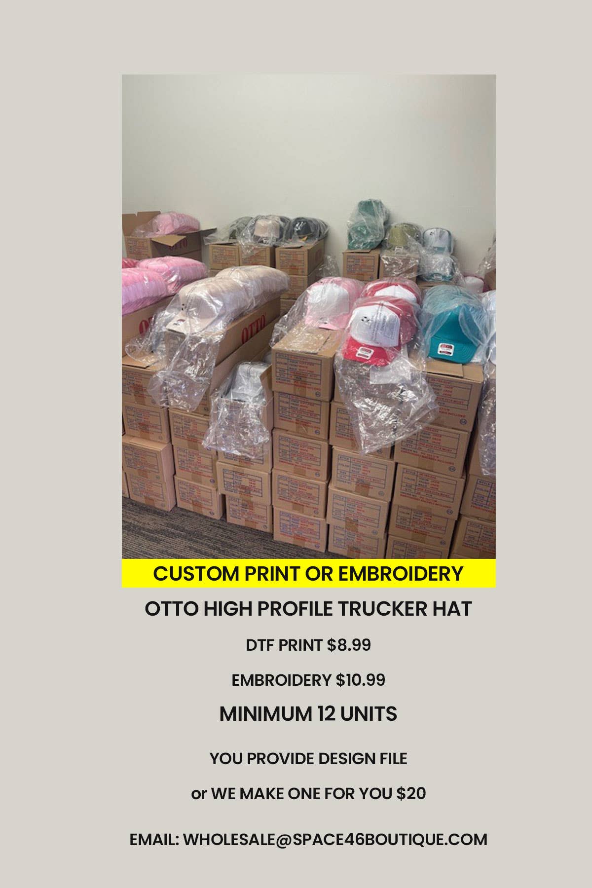 Space 46 Wholesale - Wholesale Trucker hat – Women’s - Custom Print or Embroidery Trucker Hat