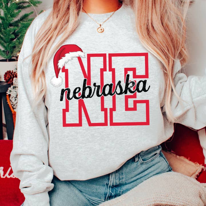 Santa Hat Letters Ash Tee or Sweatshirt for wholesale by The Red Rival Wholesale