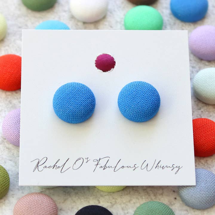 Solid Color Fabric Button Earrings for wholesale by Rachel O's
