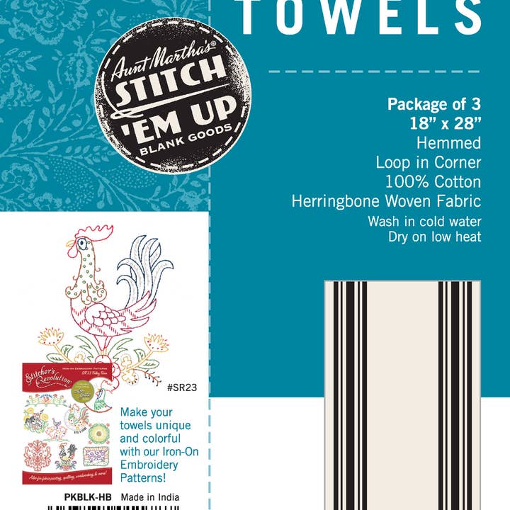 Colonial Patterns, Inc. - Vente Torchons - Serviettes à chevrons à rayures noires vintage Farmhouse1