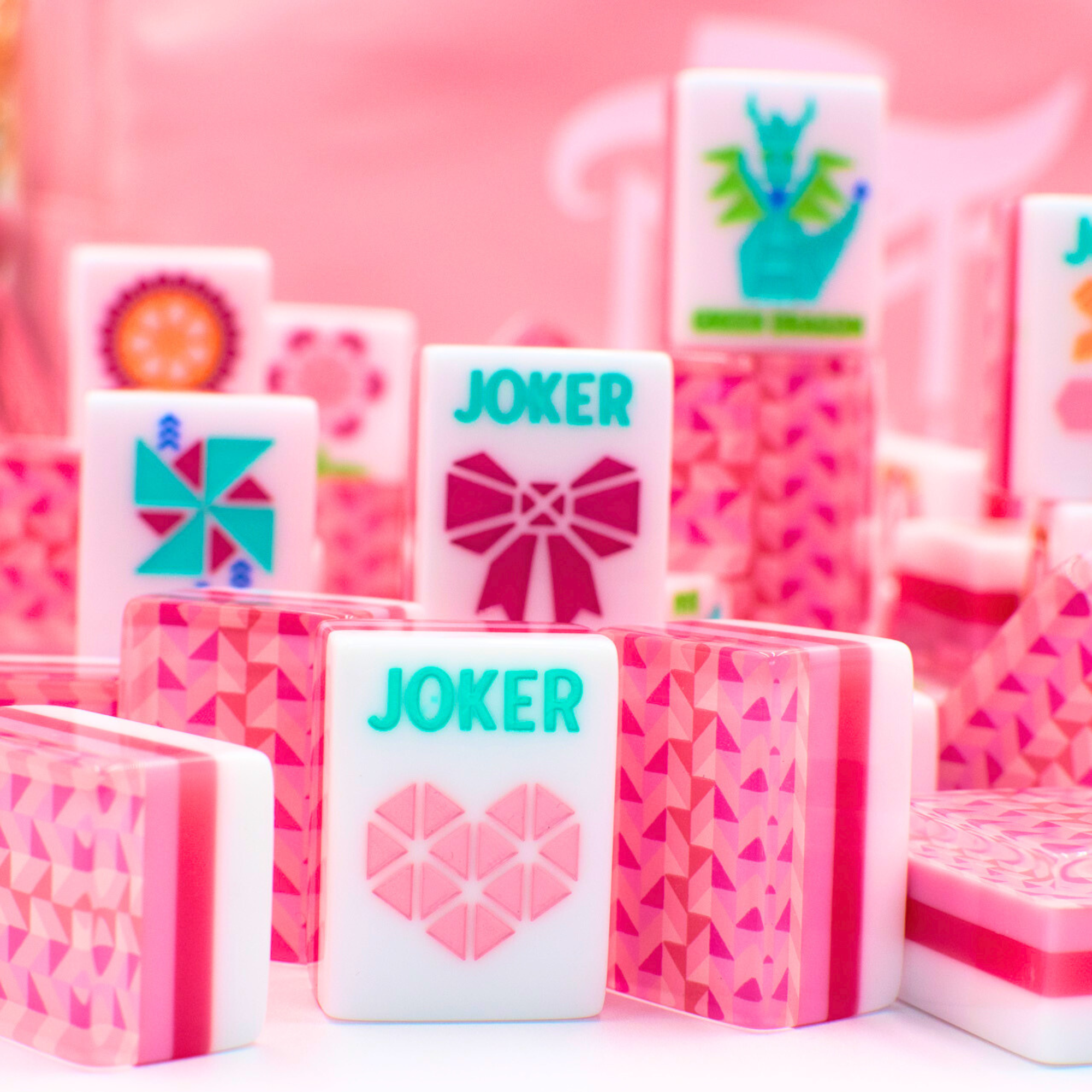 My Fair Mahjong - Wholesale Board Game - Crystal Prism Pink | Mahjong with Bold Angles and Vibrant Vibes | 1.25" x 0.9" x 0.7"9