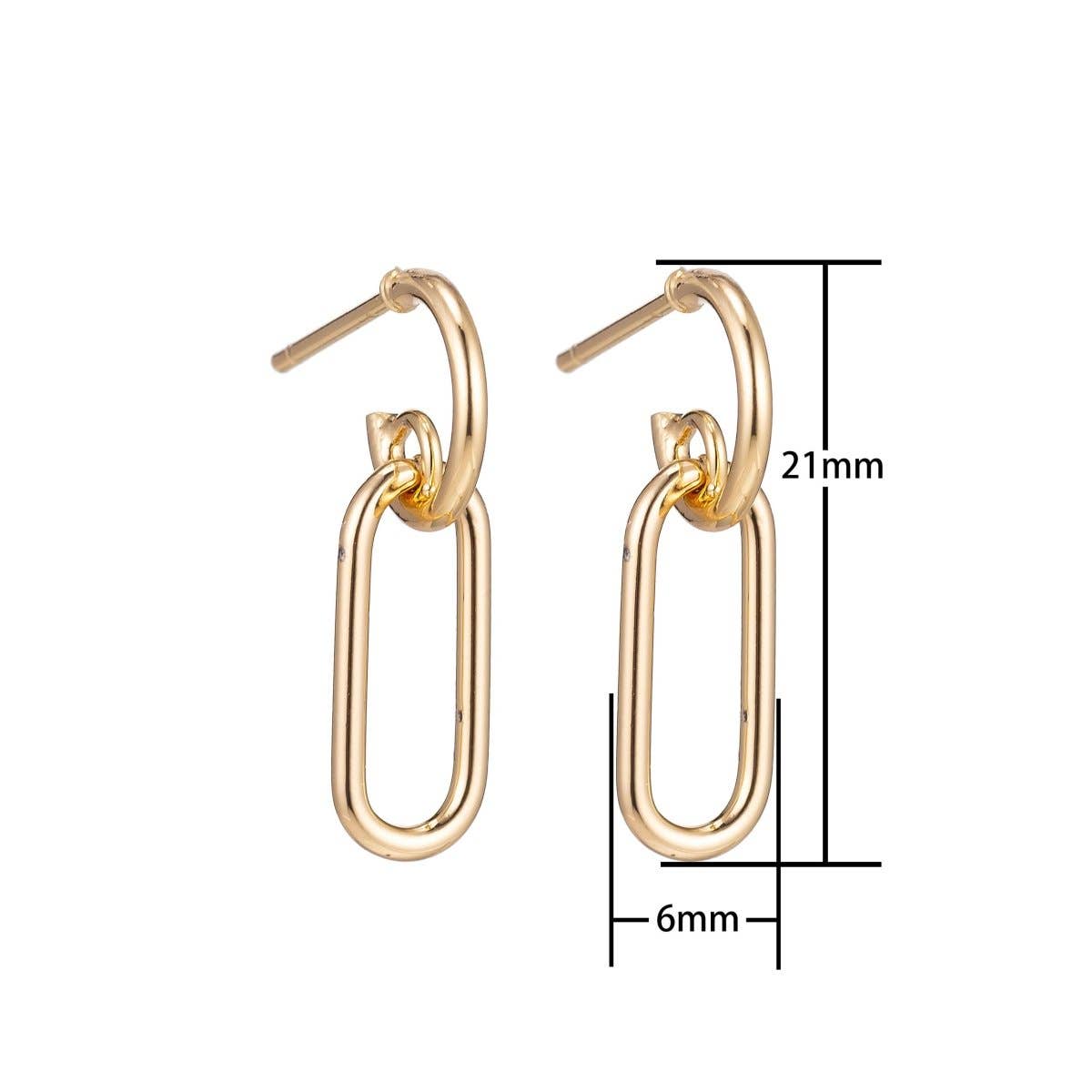Aim Eternal - Wholesale Dangle Earrings - 18k Gold Filled Huggies Earrings with Loop, Chained Earrings, Dangle Earring Making Supply Findings for Jewelry Making Supplies K-0241