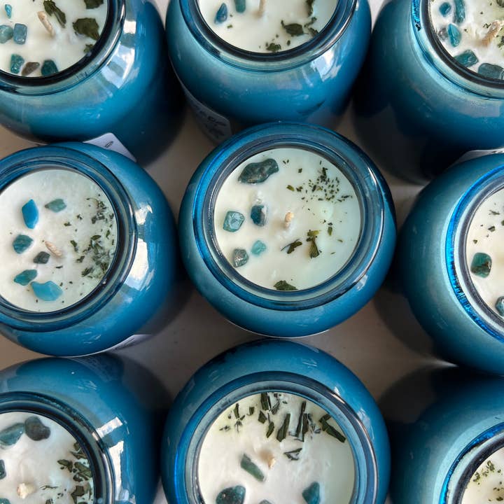 Sapphire & Sage - Wholesale Jar/Filled Candle - Black Satin Crystal Candle2