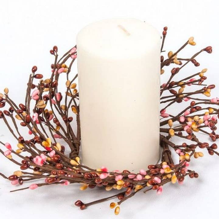 Rice Berry Kerzenring, 7,5 Zoll Durchmesser (3,4 Zoll Rand), HW, Rosa für den Großhandel von KMI International Corp.