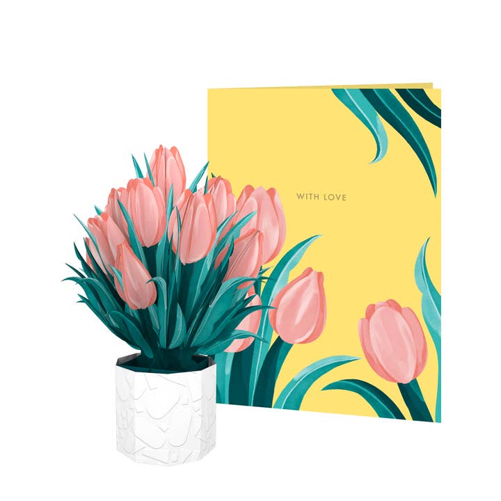 MINI PINK TULIPS Flora Greeting Card for wholesale by Origamo