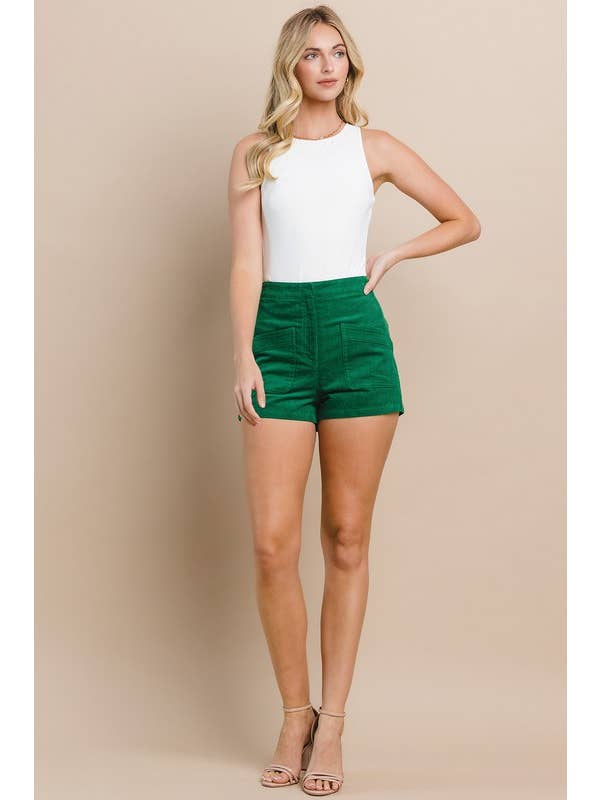 KELLY GREEN CP9882-Corduroy Shorts for wholesale on Faire