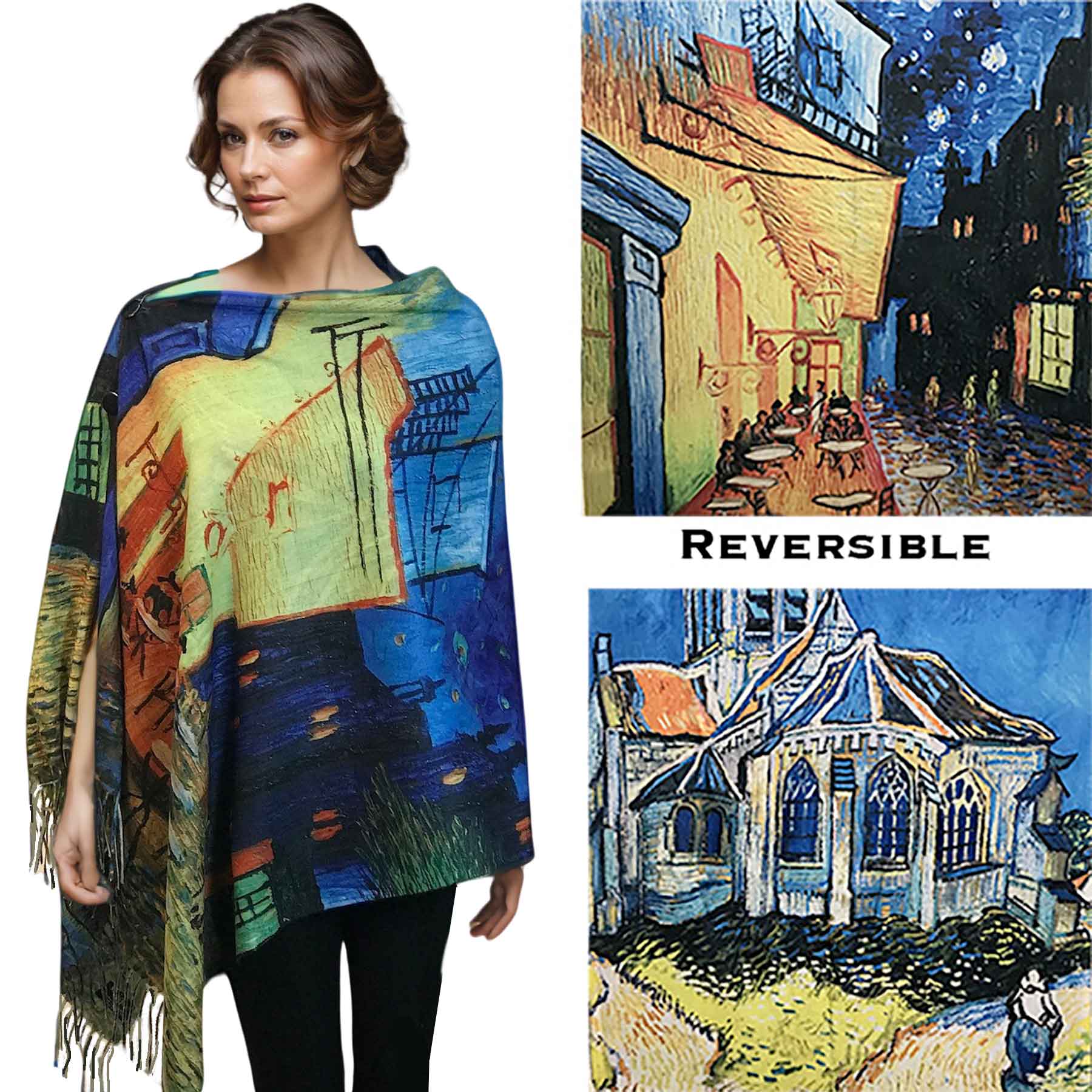 The Magic Scarf Company - Wholesale Wrap - Women's - 3180 - Sueded Art Design Button Shawls 10