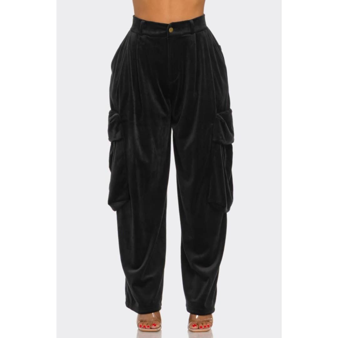 LOVE SENSE - Wholesale Pants - Women's - VELVET BAGGY CRAGO PANTS 0