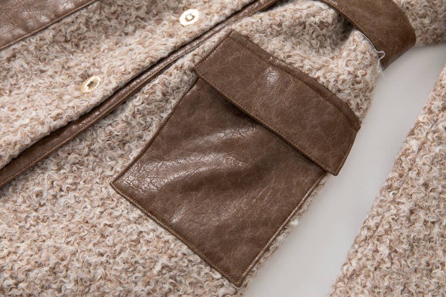 Color as pictures CT82L Women's Long Winter Coat with Wool & PU Leather for wholesale on Faire4