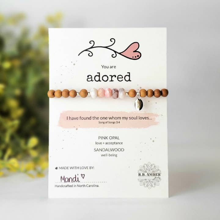 Pink Opal | "You are Adored" Gemstone Bracelet for wholesale by R.B. Amber Jewelry