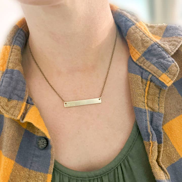 Grey Theory Mill - Wholesale Pendant/Charm Necklace - Custom Stamped Bar Necklace **NEW CHAIN**