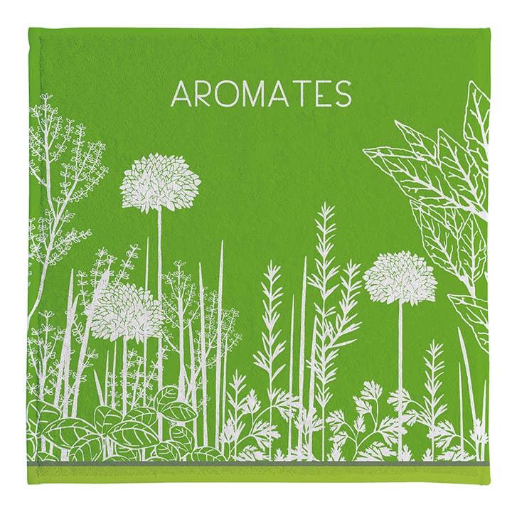 Aromates Du Jardin - carré éponge 50x50 en coton pour la vente par Coucke