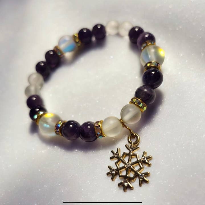 Amethyst Snowflake Handcrafted Gemstone Bracelet for wholesale by Saki Cosmetics