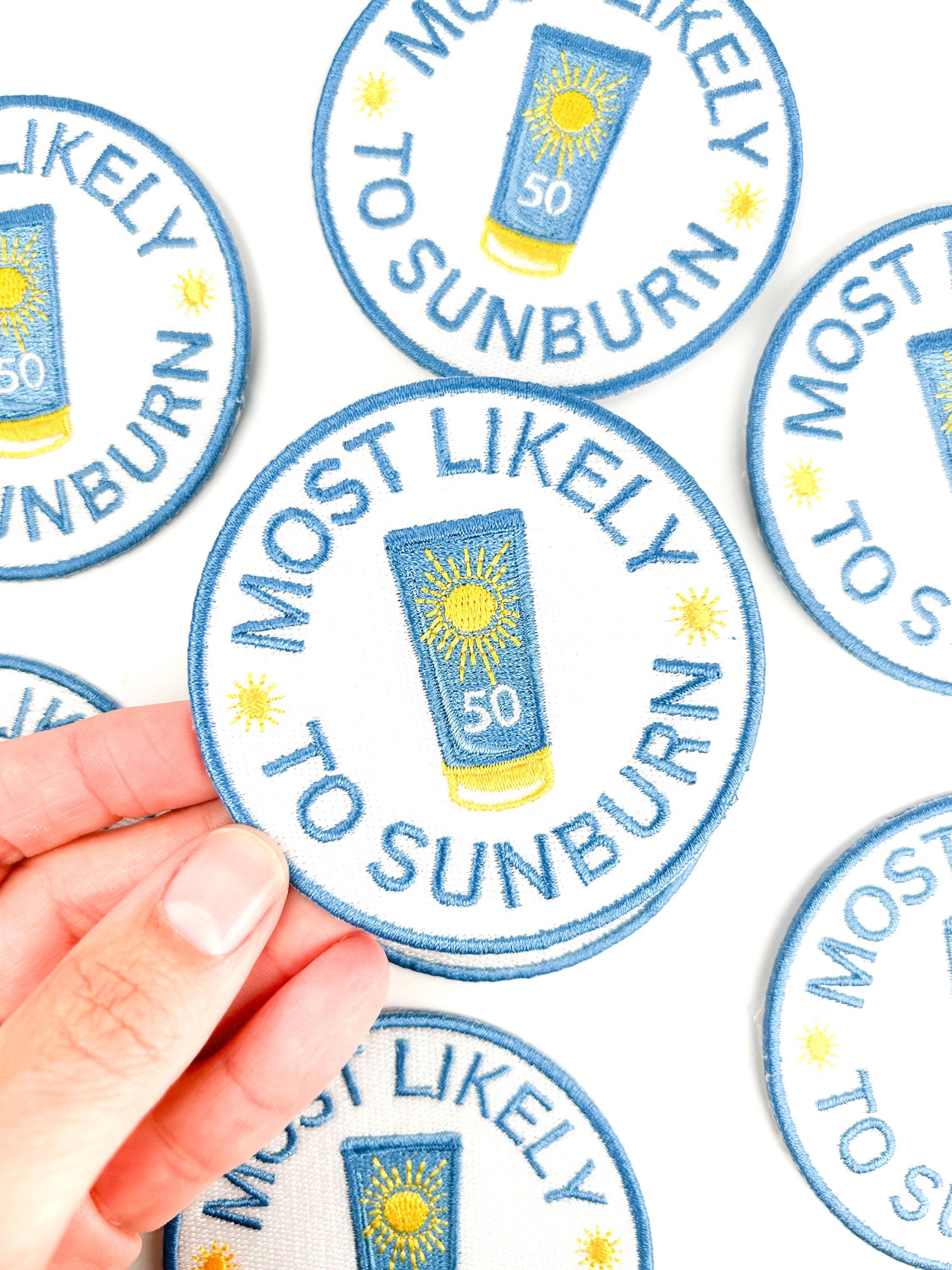 Field Trip Threads – wholesale Patch – Most Likely to Sunburn Patch Funny Embroidered Iron-On Beach2