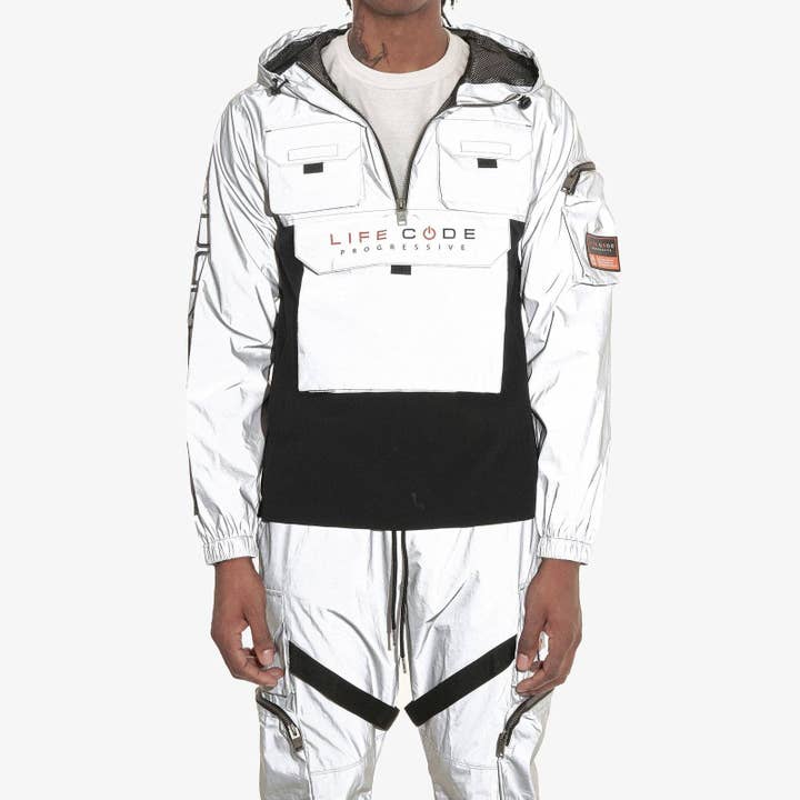 Copper Rivet - Wholesale Windbreaker – Men's - J03. SILVER (REFLECTIVE) PULLOVER WINDBREAKER1