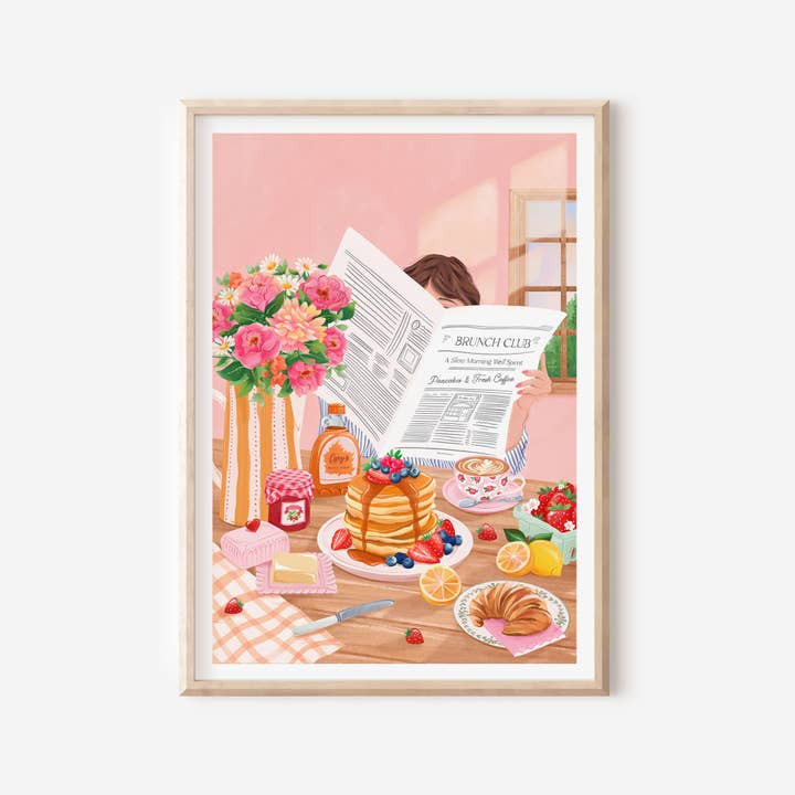 Brunch Club Art Print: Pancakes & Coffee poster for wholesale by Simply, Katy