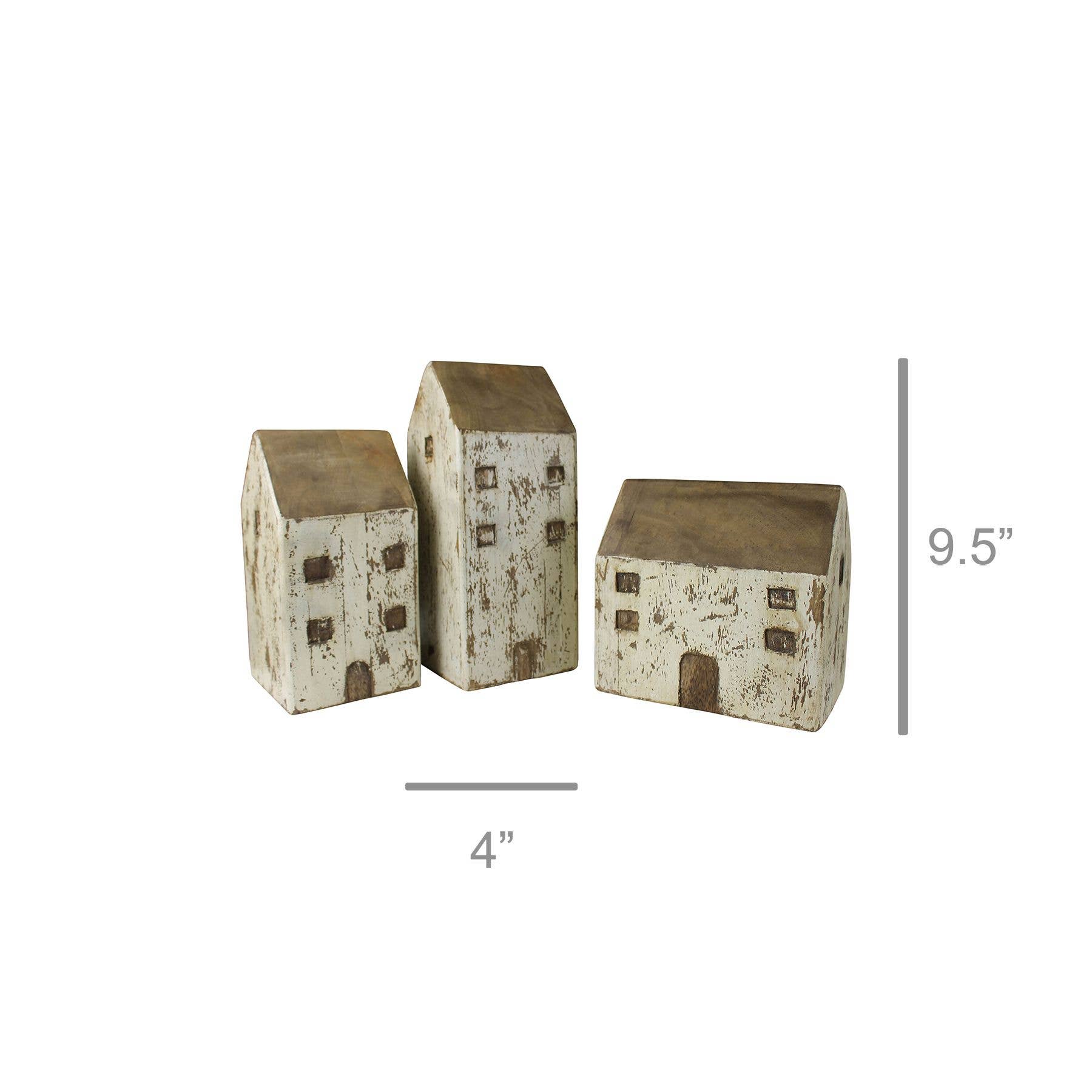 HomArt - Wholesale Decorative Tabletop Object - Wood Cottages, Set of 3, White5