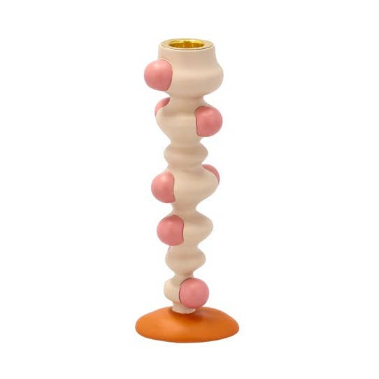 Candlestick with blobs Styles 18 cm Offwhite/Rose Polyresin for wholesale by Forma House