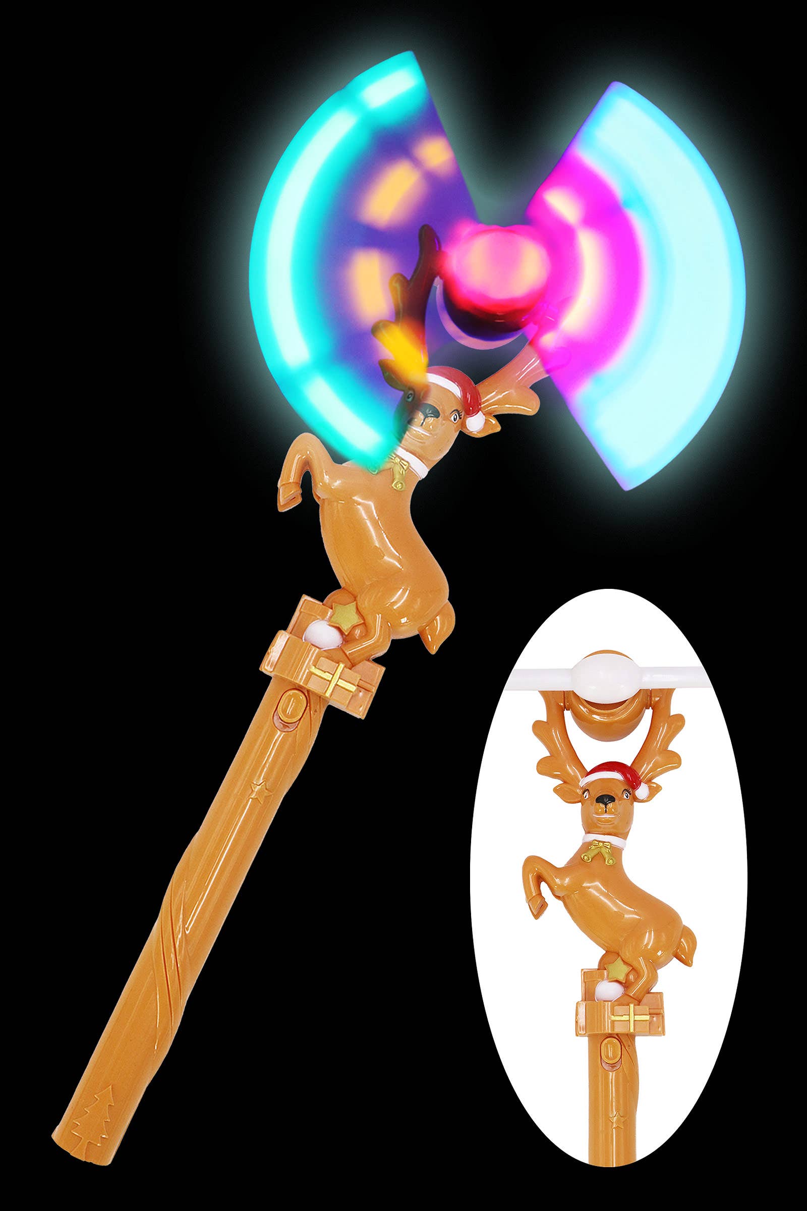 MARROM Varinha Brilhante de Rena Festiva com Arco-íris LED para venda a revendedores na Faire0