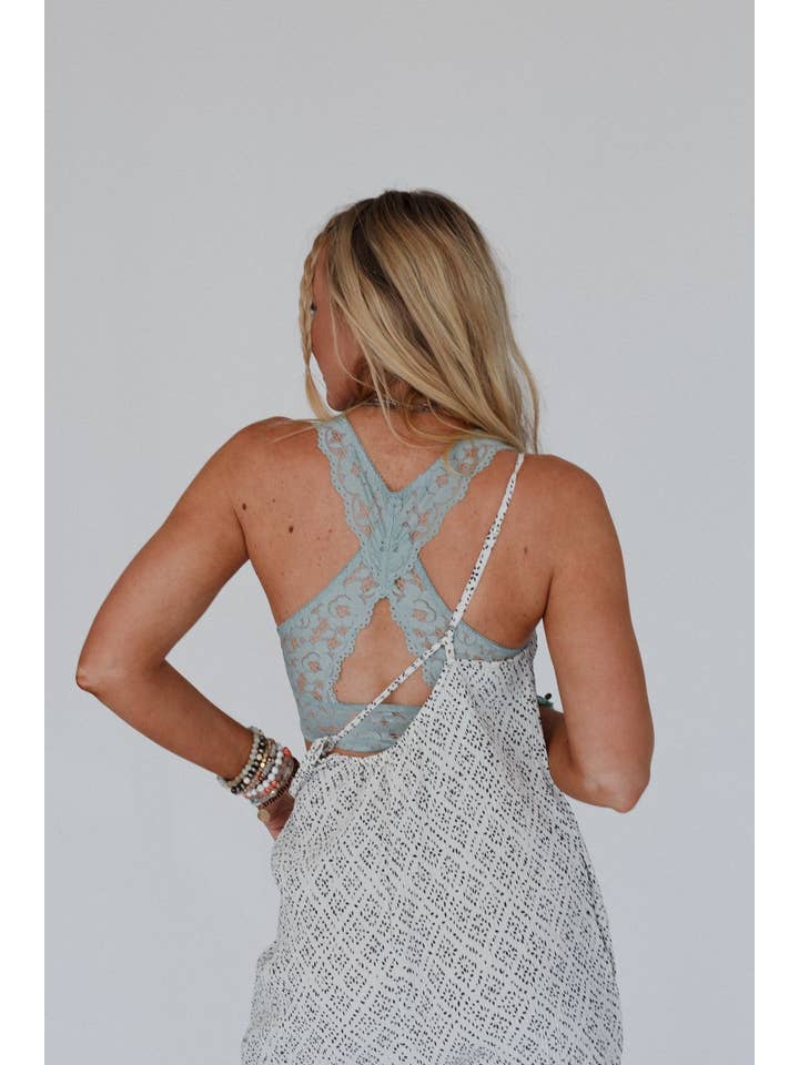 Peyton Lace Cross Back Bralette - Seafoam for wholesale on Faire
