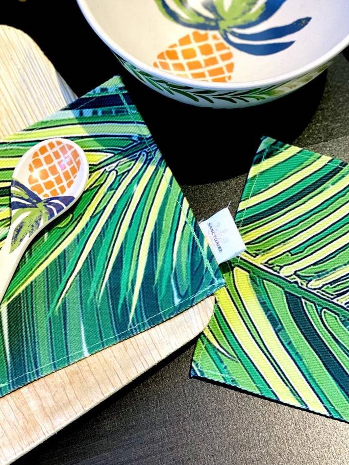 ROYAL PALM ~ COCKTAIL NAPKINS (set of 4) ~ LINEN for engroshandel hos S A N C T U A I R E