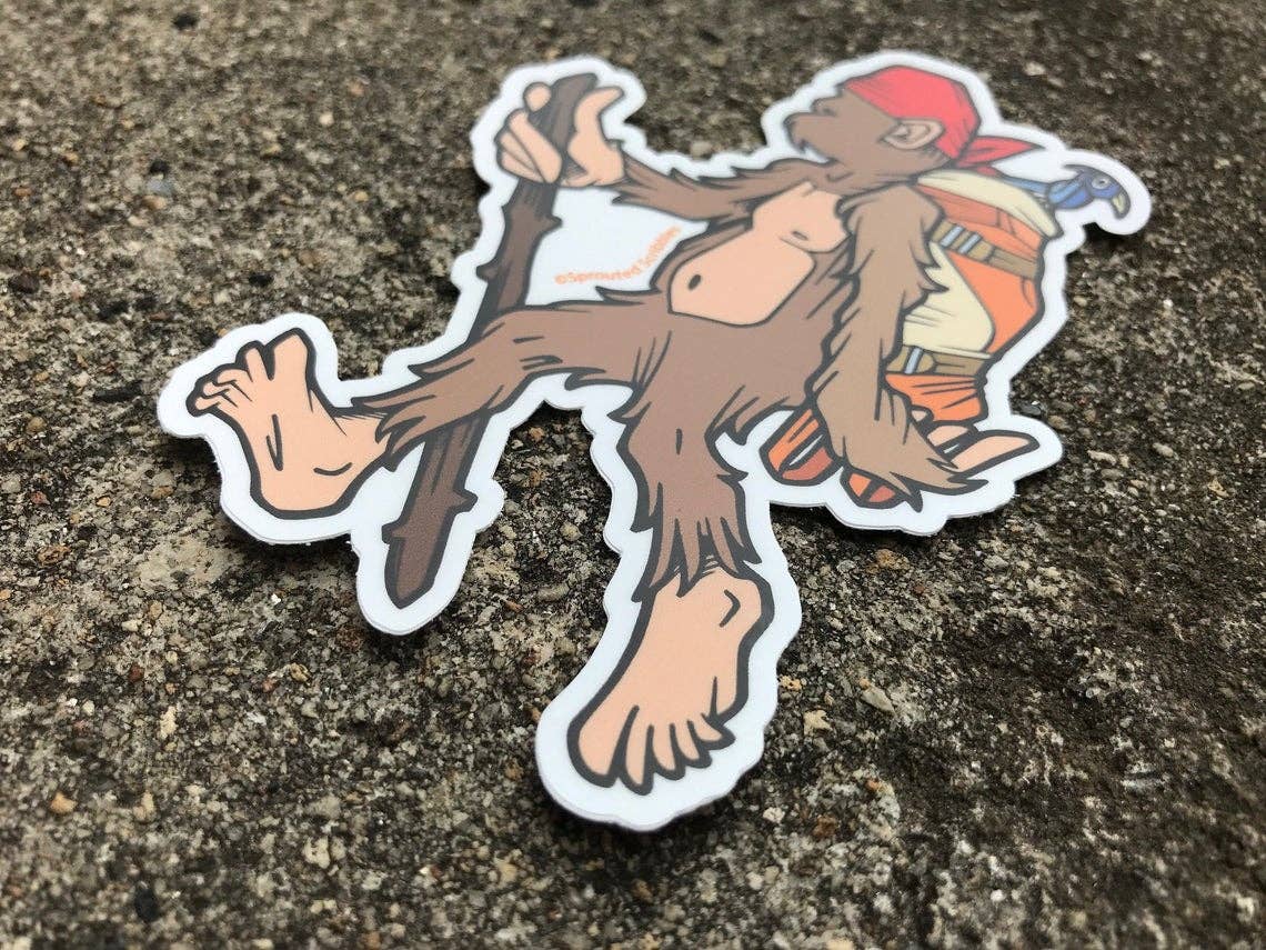Sprouted Scribbles - Wholesale Sticker - Cute Bigfoot Sticker Backpacking Outdoor Decal Human Drawn Design6